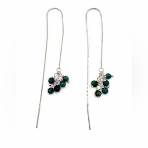 #1102 S925 Blue Tourmaline Threader Earrings